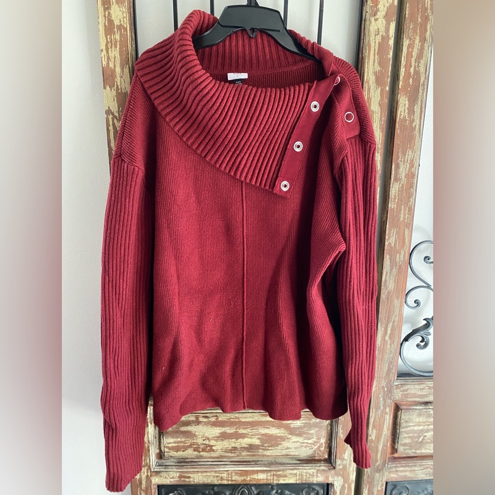 Cabi Pushover Pullover Size Large Euc Deep Burgun… - image 3